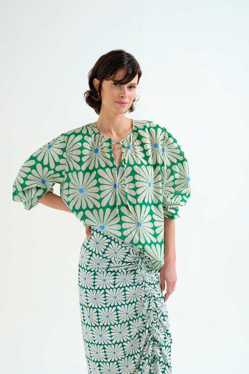 Olive Flower Green Blouse