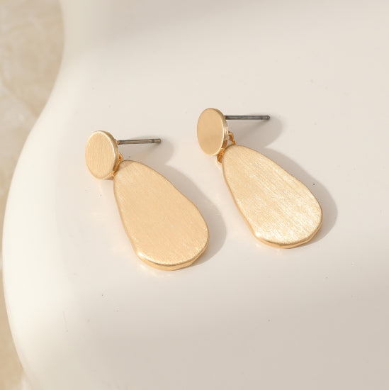 Mona Drop Pebble Earring in Matt Gold