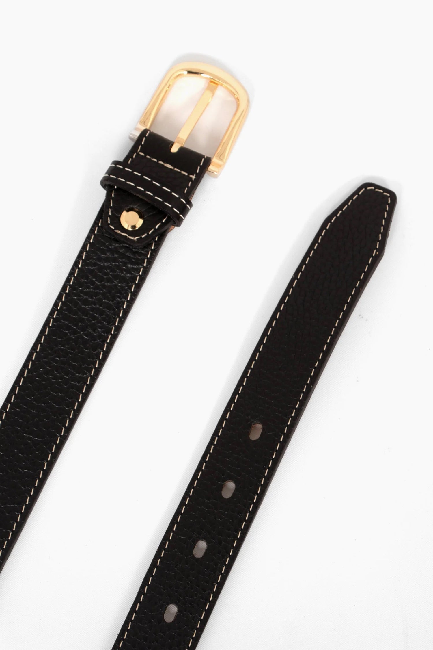 Italian Leather Belt in Black Pebble