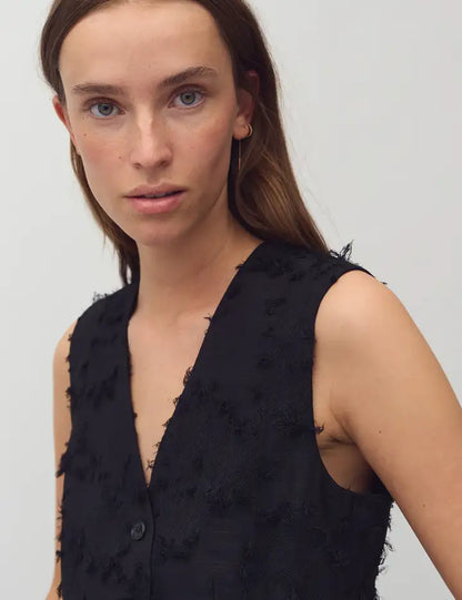 MbyM Bloomilla Waistcoat Jacket in Caviar
