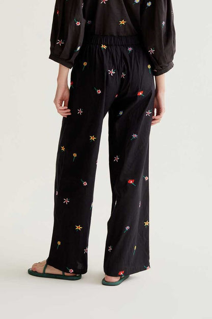 Trousers with Black Gardener Flowers print