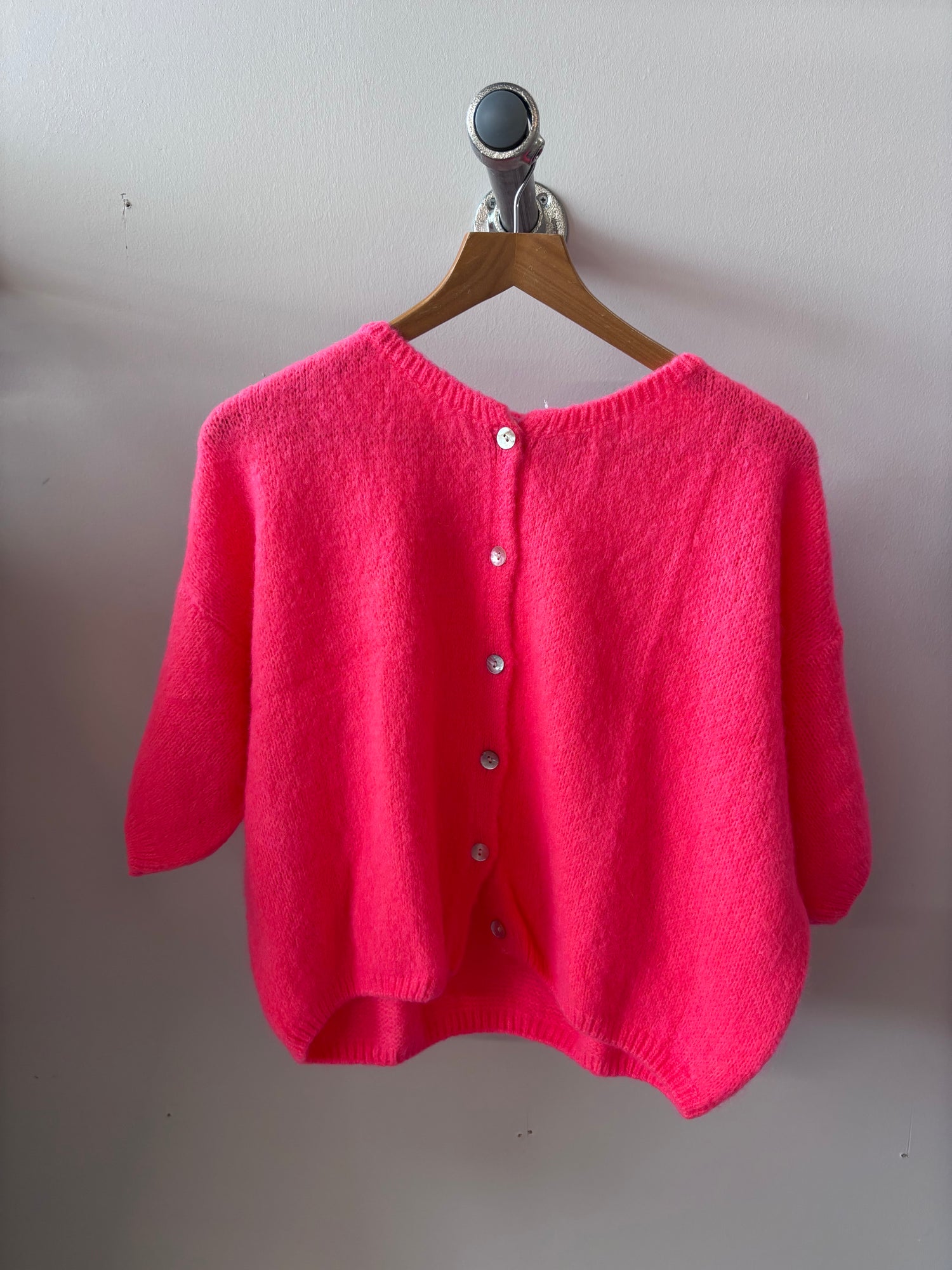 Tilly Mohair Cardigan in neon Coral (ONE SIZE)