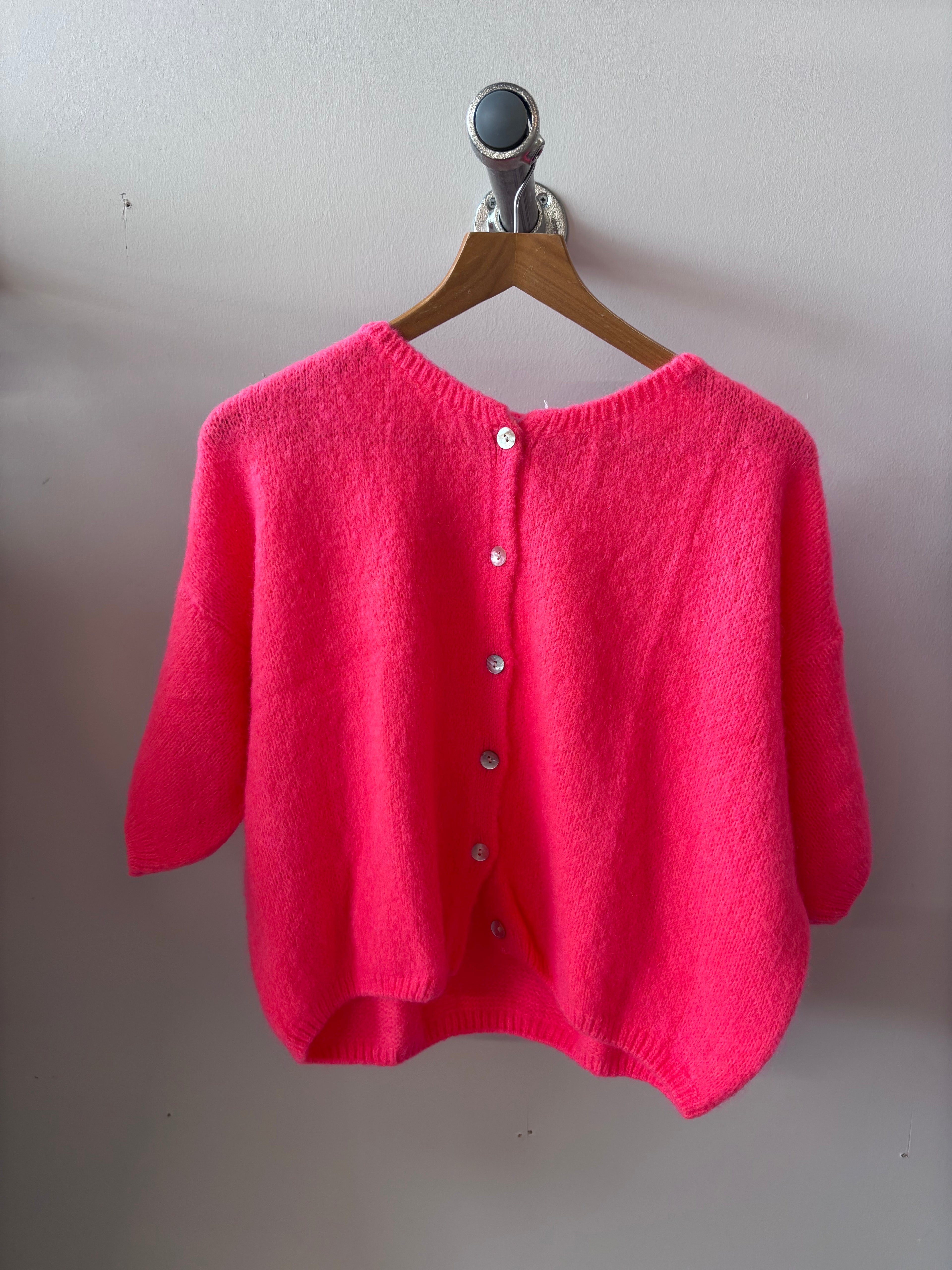 Tilly Mohair Cardigan in neon Coral (ONE SIZE)
