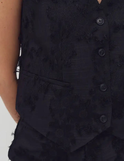 MbyM Bloomilla Waistcoat Jacket in Caviar