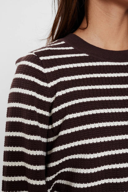 Nümph Nunicole Long Sleeved Pullover in Chicory Coffee Stripe
