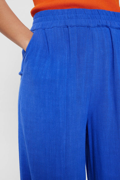 Nümph Nupamela Linen Mix Wide Leg Trouser in Dazzling Blue
