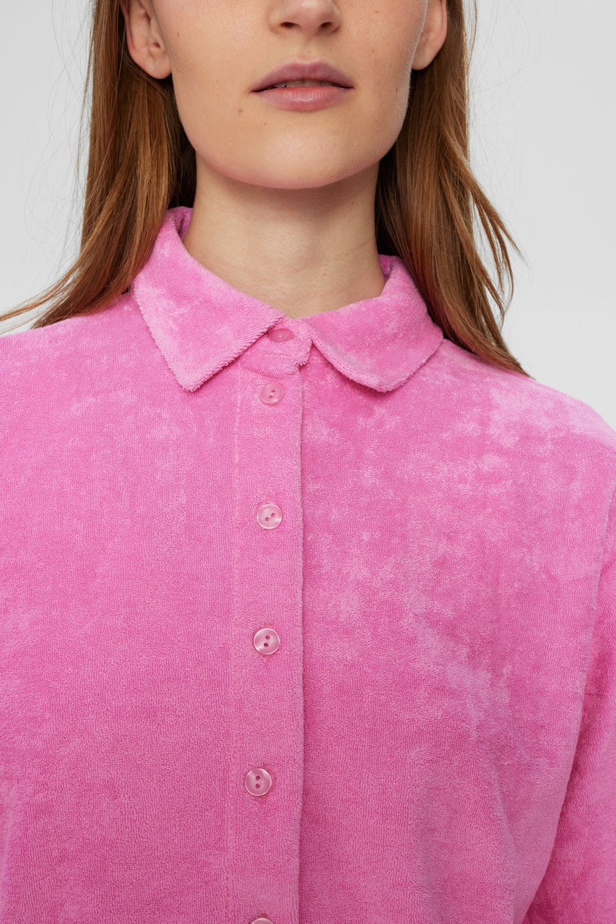 Nümph Nufrotte Button Up Shirt Top in Fuchsia Pink