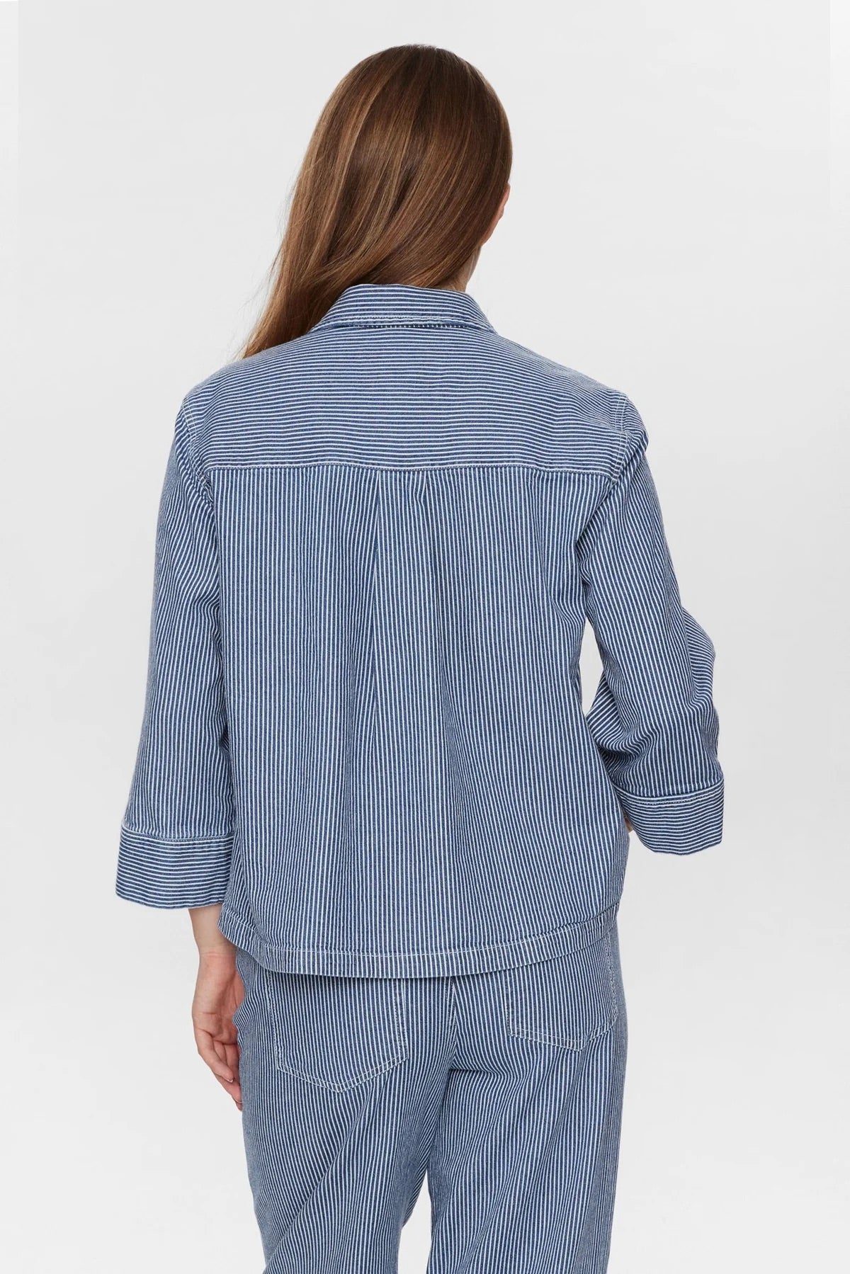 Nuerina Cotton Jacket in Dark Sapphire Stripe