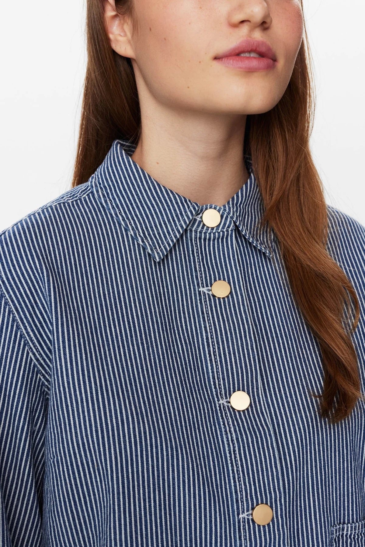 Nuerina Cotton Jacket in Dark Sapphire Stripe