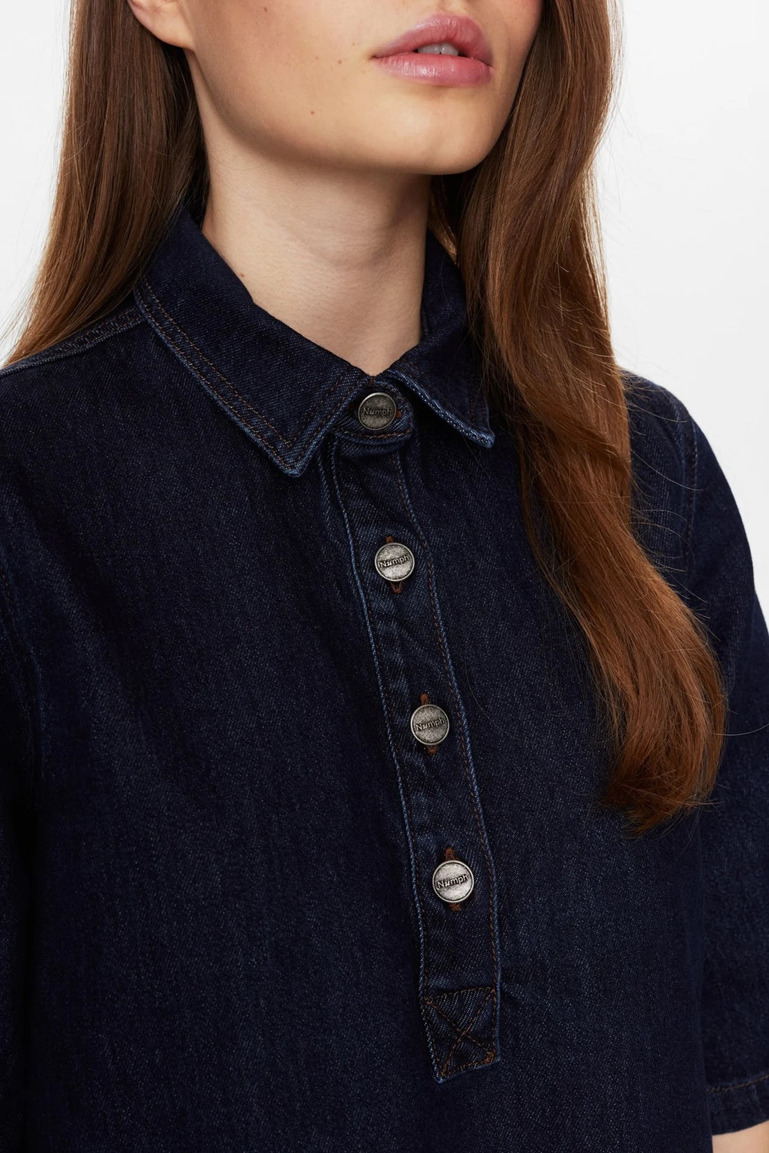 Nümph Nulondon Denim Dress in Dark Blue Wash