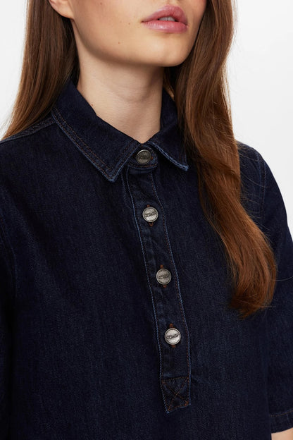 Nümph Nulondon Denim Dress in Dark Blue Wash
