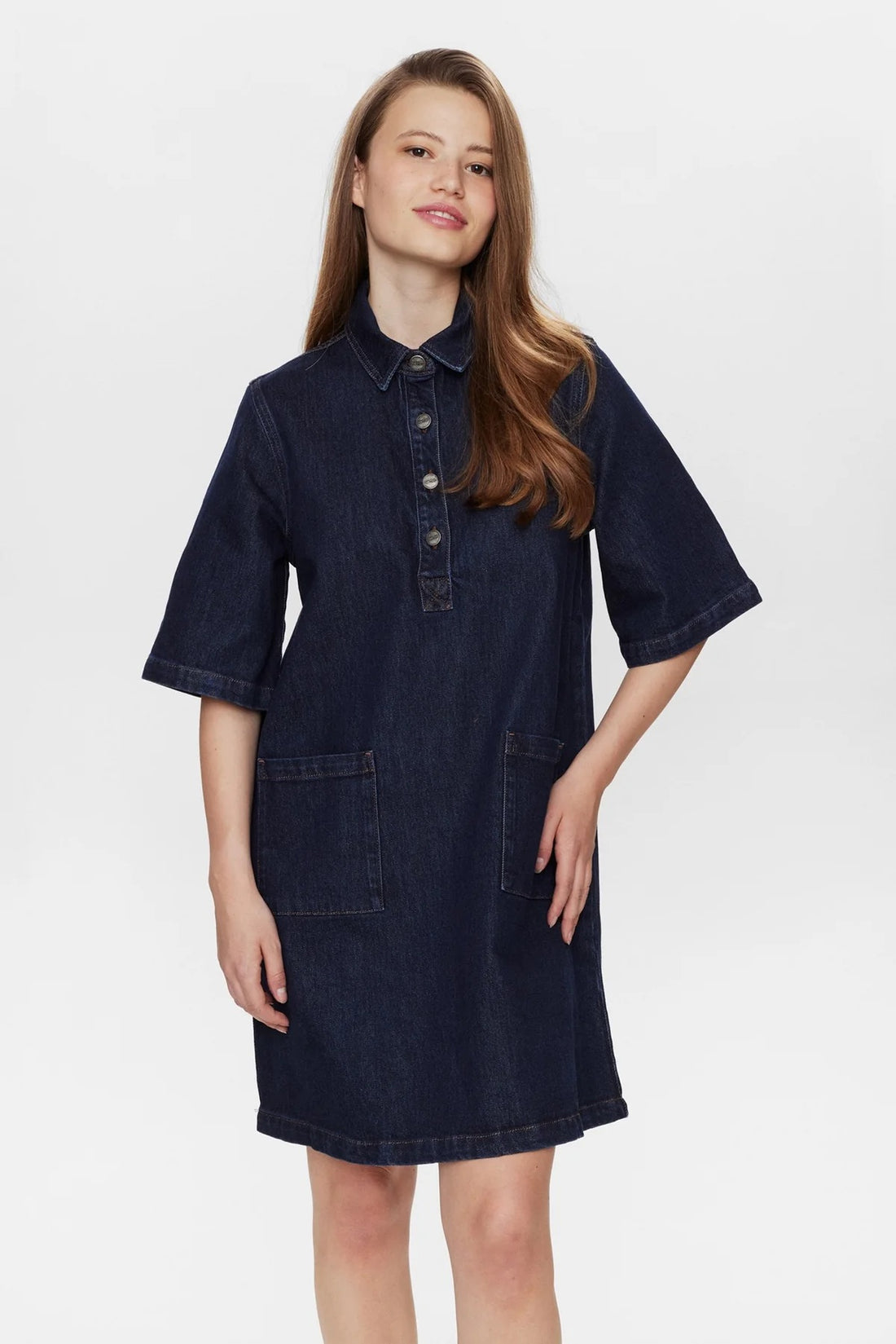 Nümph Nulondon Denim Dress in Dark Blue Wash