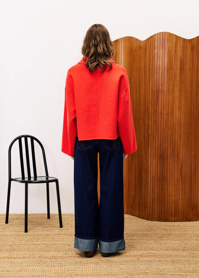 FRNCH Capucine Short Wool Coat in Red