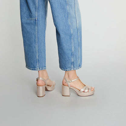 Esska Charlie Vegan Embossed Charlie Sandal Shoe in Platinum