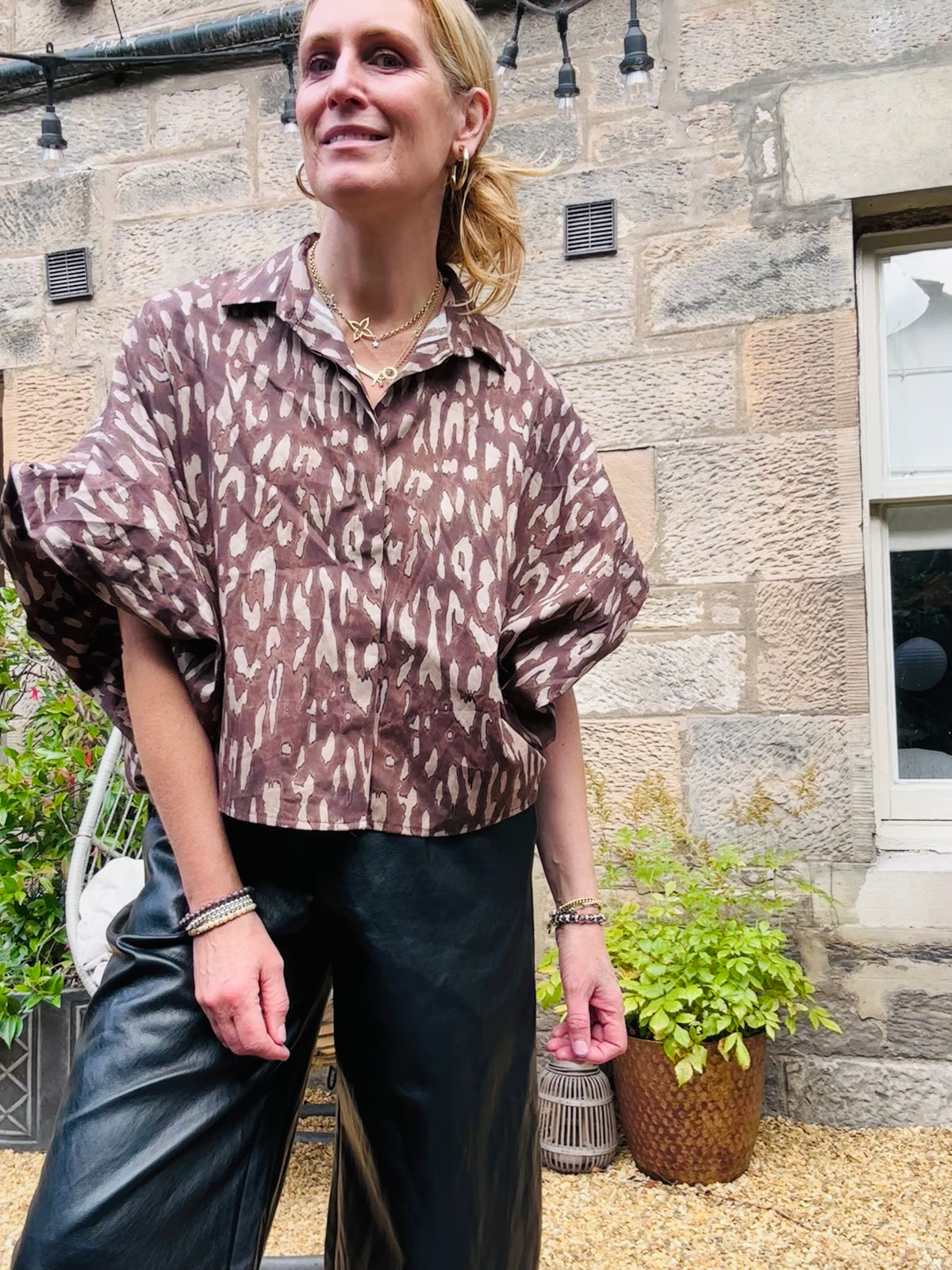 Animal Print Puff Shirt (one size)
