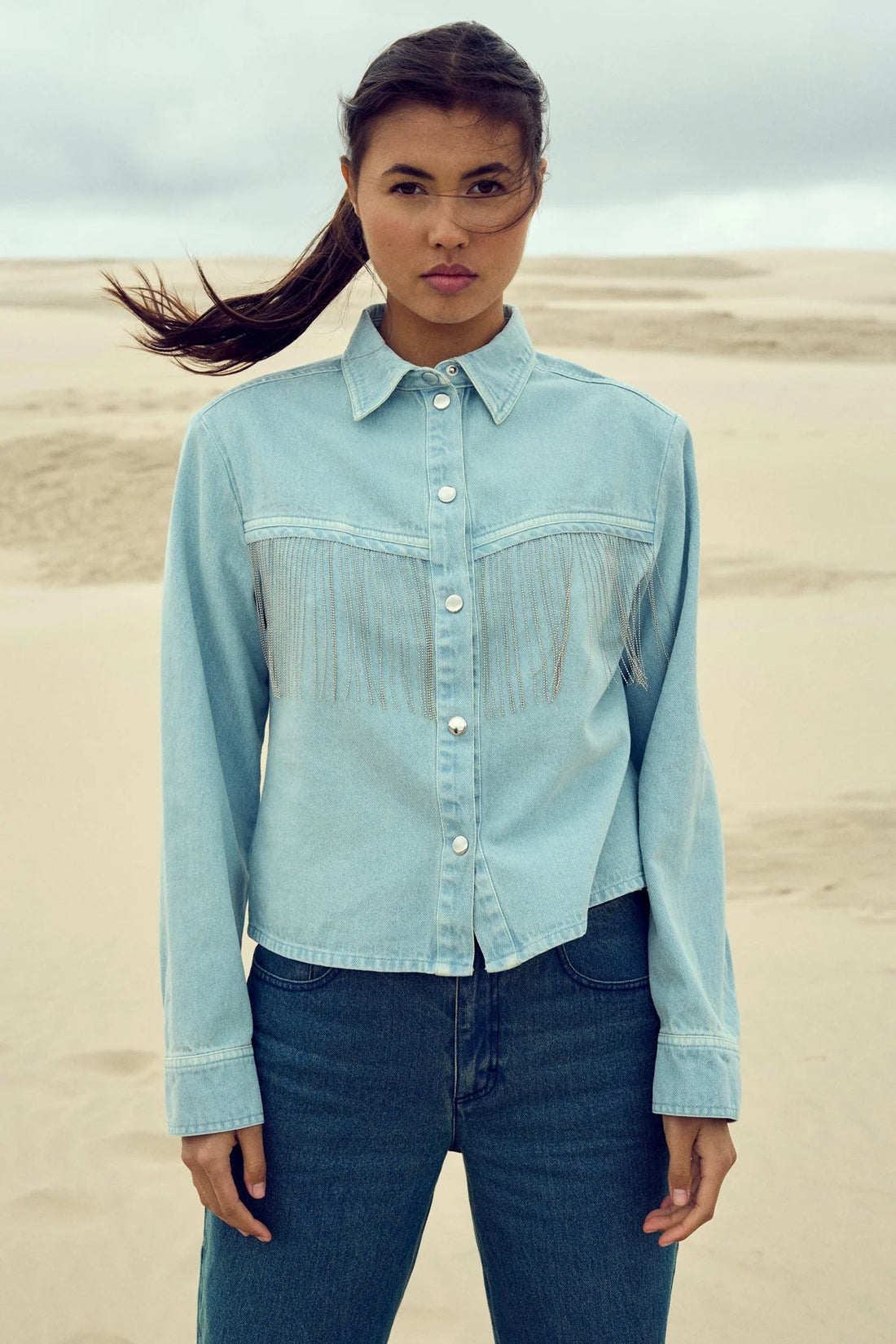 Terica Denim Shirt Jacket in Light Wash