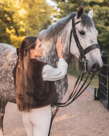 Bury Velvet Large Bow Clip in Bear Brown