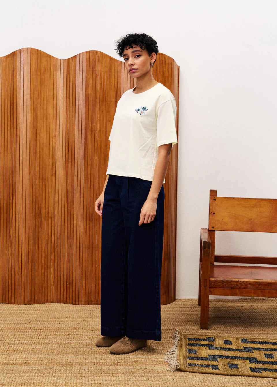 Frnch Kishu Wide Leg jeans in Night Blue