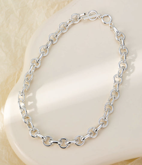 Elle T Bar/Tennis Silver Necklace