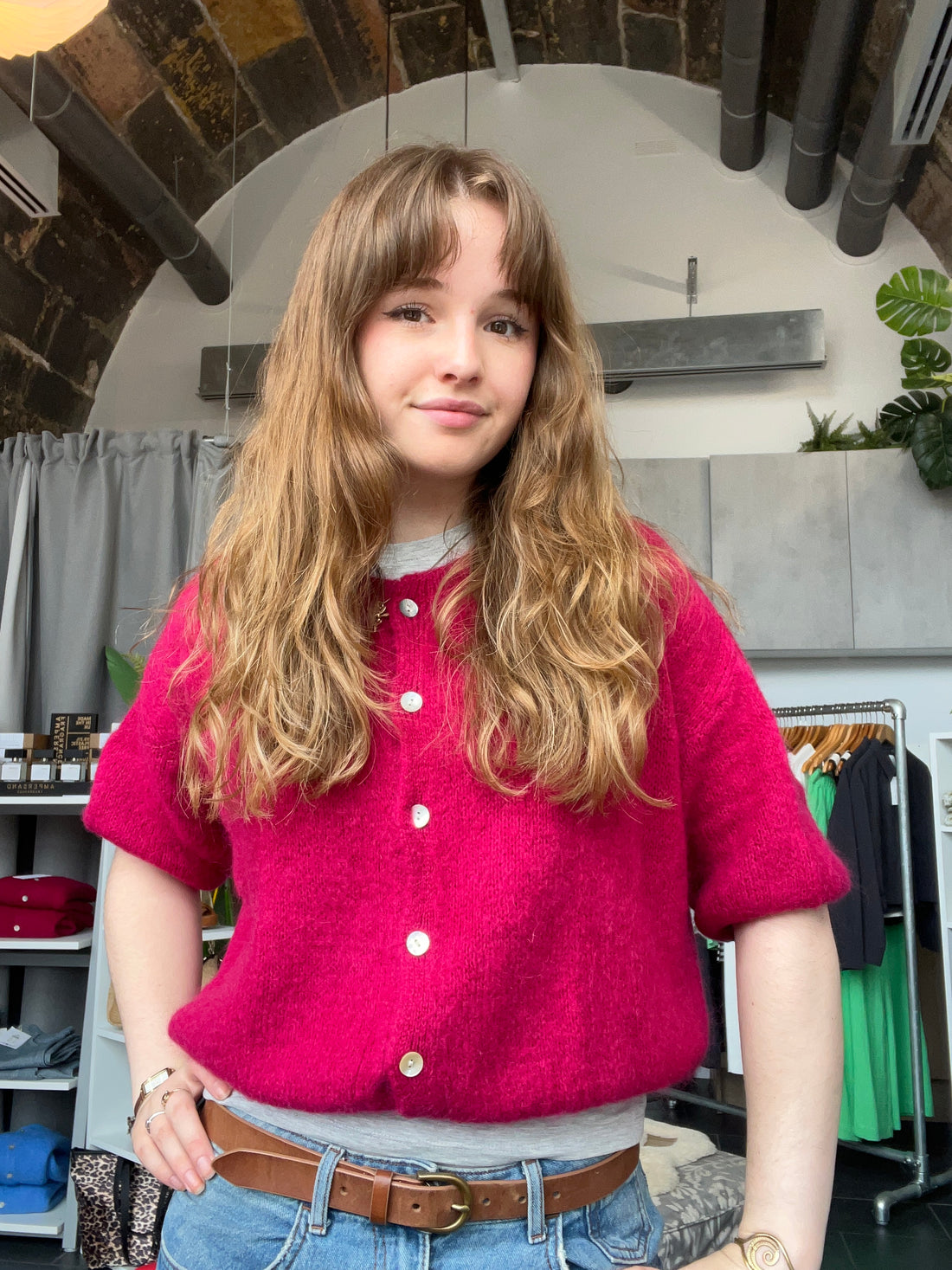 Tilly Mohair Cardigan in Magenta (ONE SIZE)