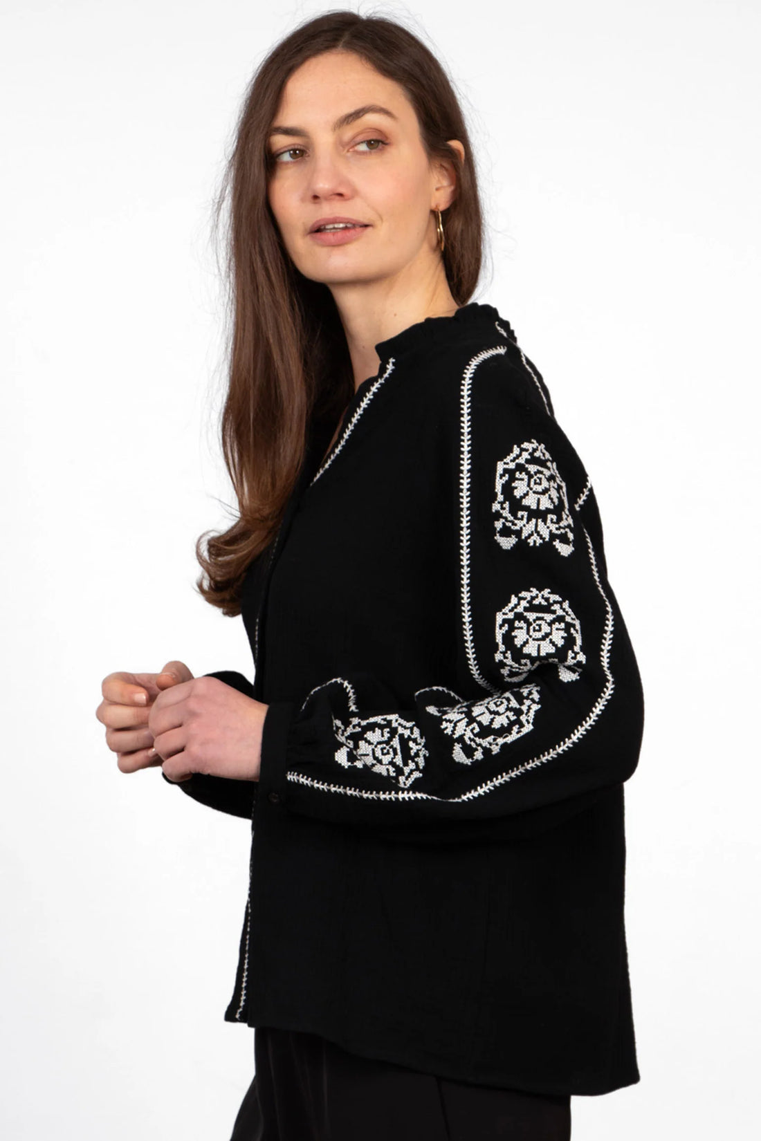 Edie V neck Button Down Shirt