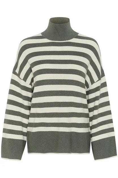 Inwear Gittel Agave Green Cashmere Mix Stripe Pullover