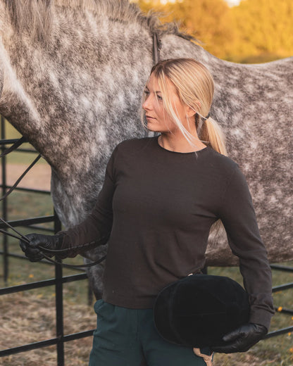 Jade Crew Neck Jumper in Chocolate Bark (ONE SIZE)m