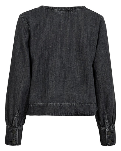 Numph Nuseoul Denim Top in Medium Grey