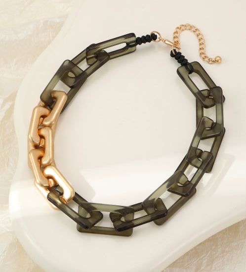 Mina Chunky Clear Resin &amp; Gold Chain