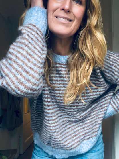 Stripe Blue and Brown knit (one size)