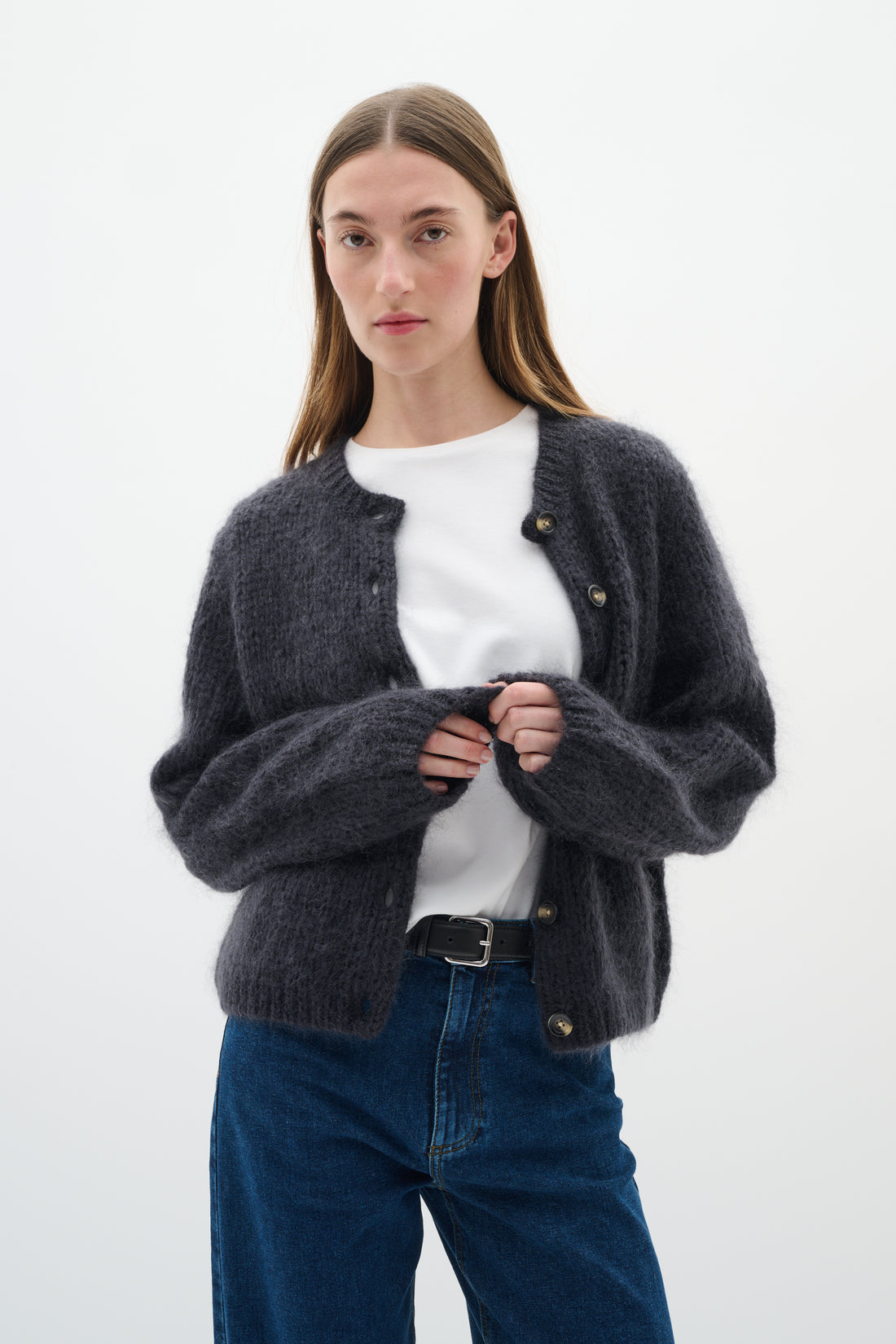 Inwear Jetra cardigan in Dark Grey Melange