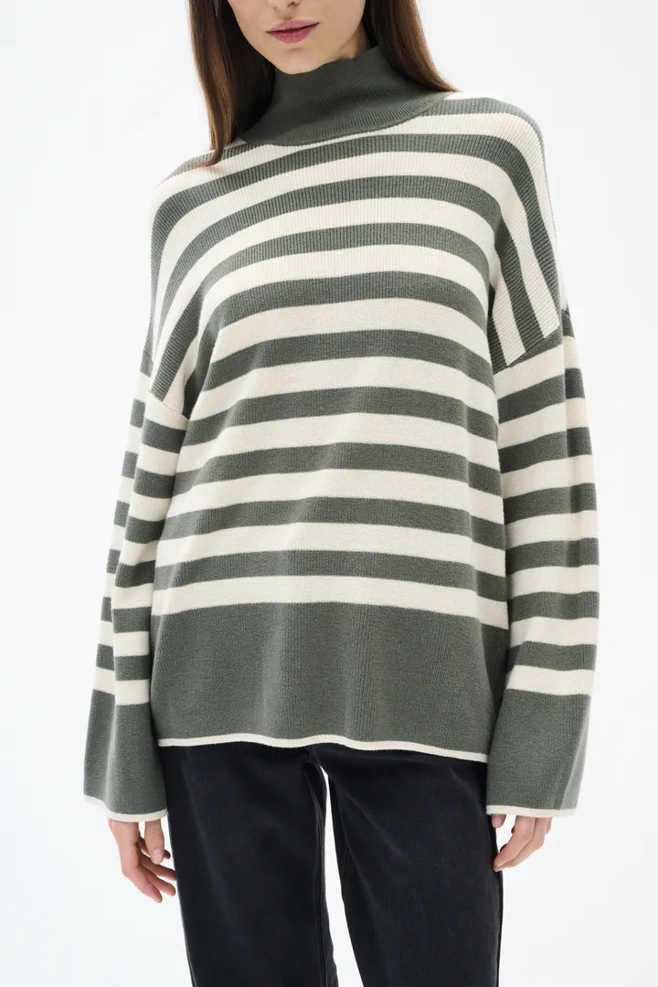 Inwear Gittel Agave Green Cashmere Mix Stripe Pullover