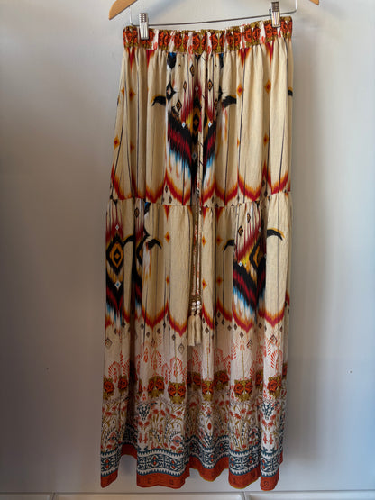 Boho Skirt in Beige with Print (ONE SIZE)