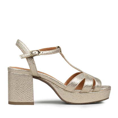 Esska Charlie Vegan Embossed Charlie Sandal Shoe in Platinum
