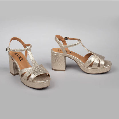 Esska Charlie Vegan Embossed Charlie Sandal Shoe in Platinum