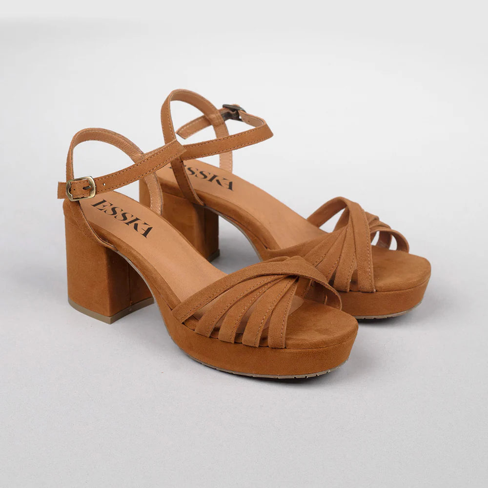 Esska Casey Suede Sandal Shoe in Tan