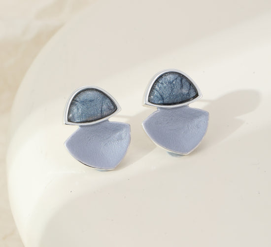 Emily Drop Stud Earrings in Blue &amp; Silver
