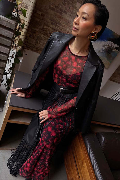 NFD Leather Blazer Jacket in Black