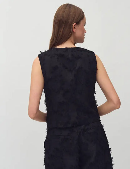 MbyM Bloomilla Waistcoat Jacket in Caviar
