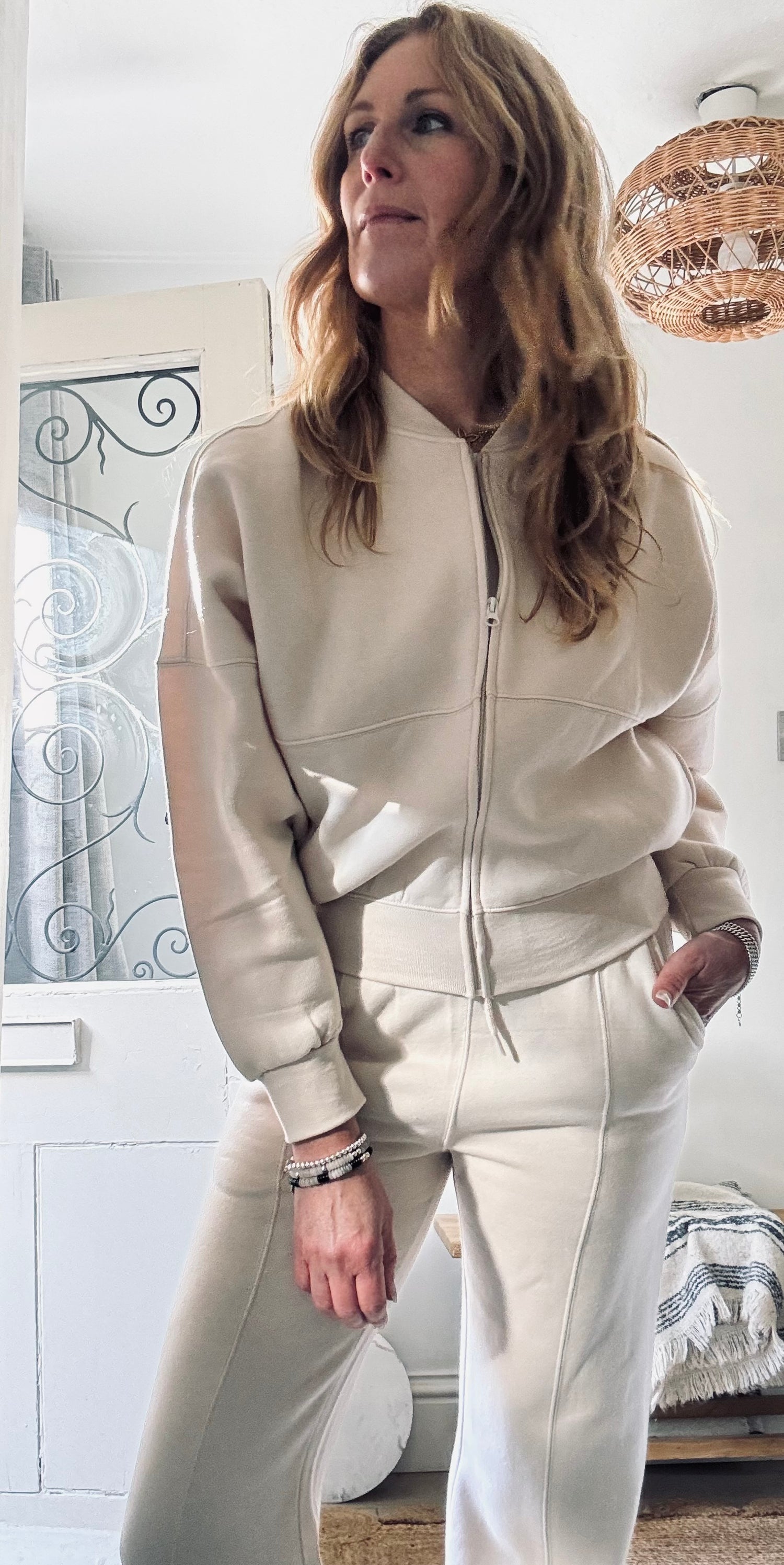 Pippa Cream Zip up Sweatshirt