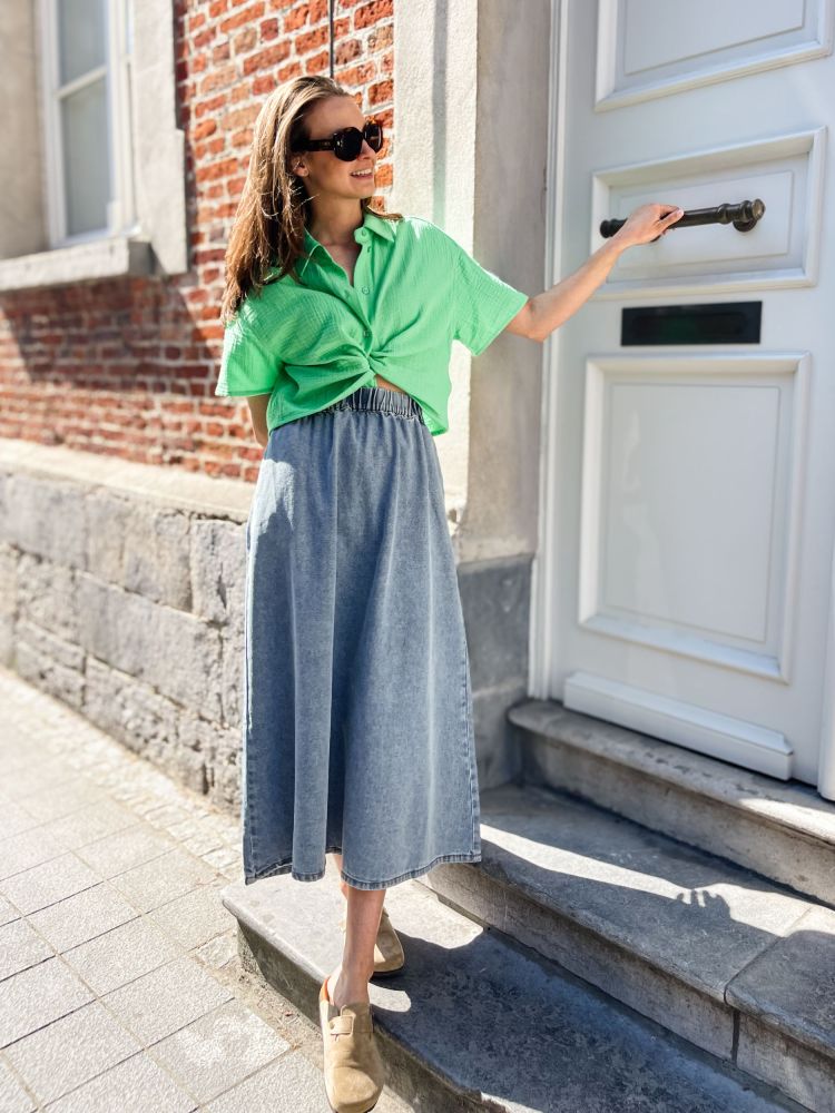 MbyM Emele Seersucker Shirt in Green Bouquet