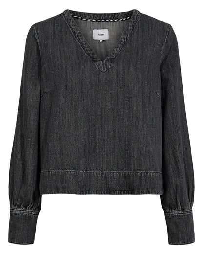 Numph Nuseoul Denim Top in Medium Grey
