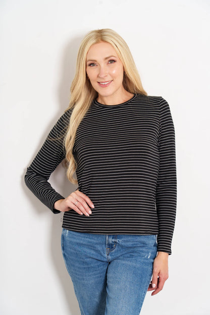 Striped Black &amp; White Long Sleeved Top