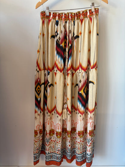 Boho Skirt in Beige with Print (ONE SIZE)