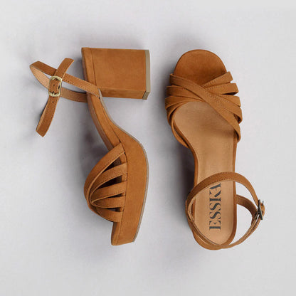 Esska Casey Suede Sandal Shoe in Tan