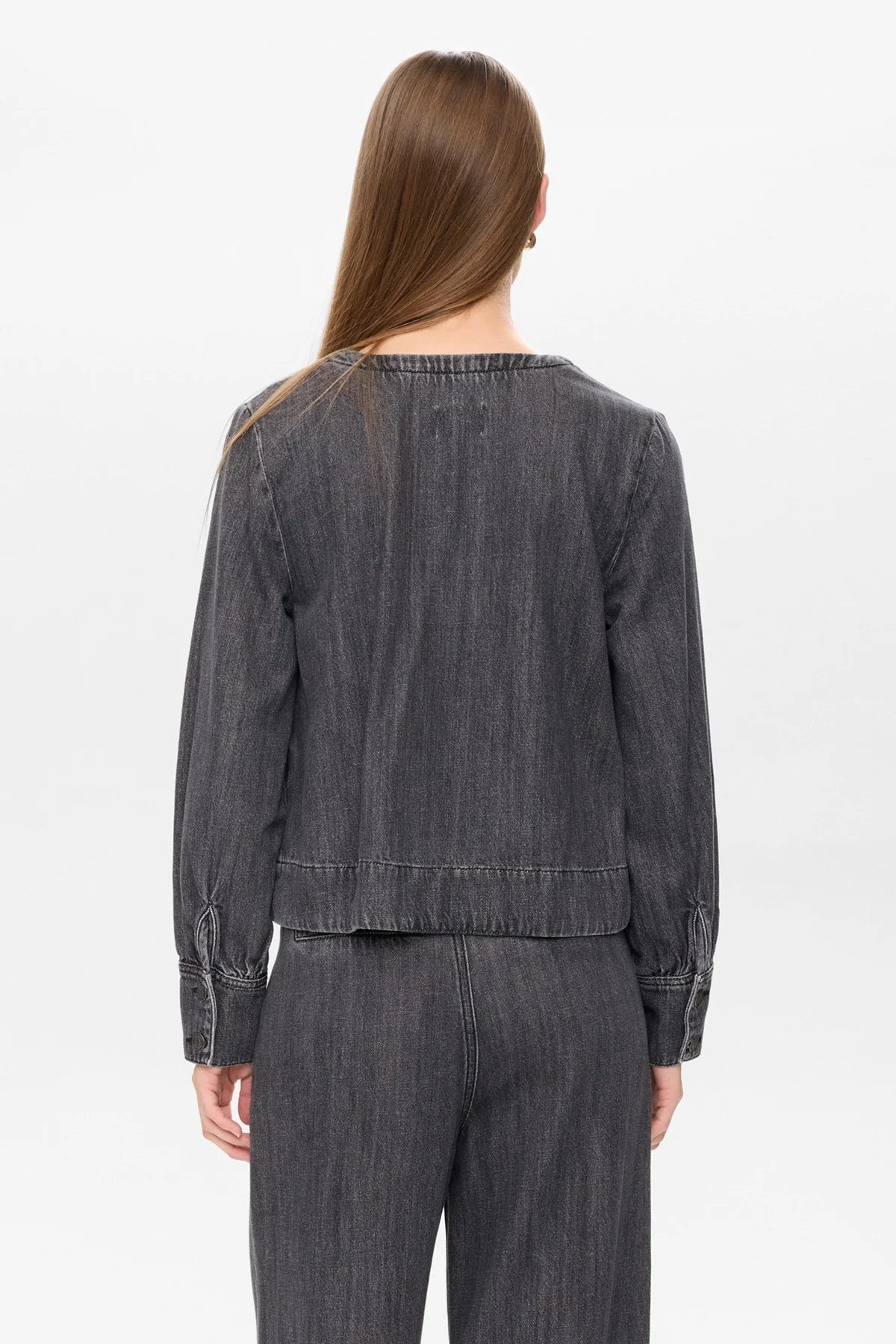 Numph Nuseoul Denim Top in Medium Grey