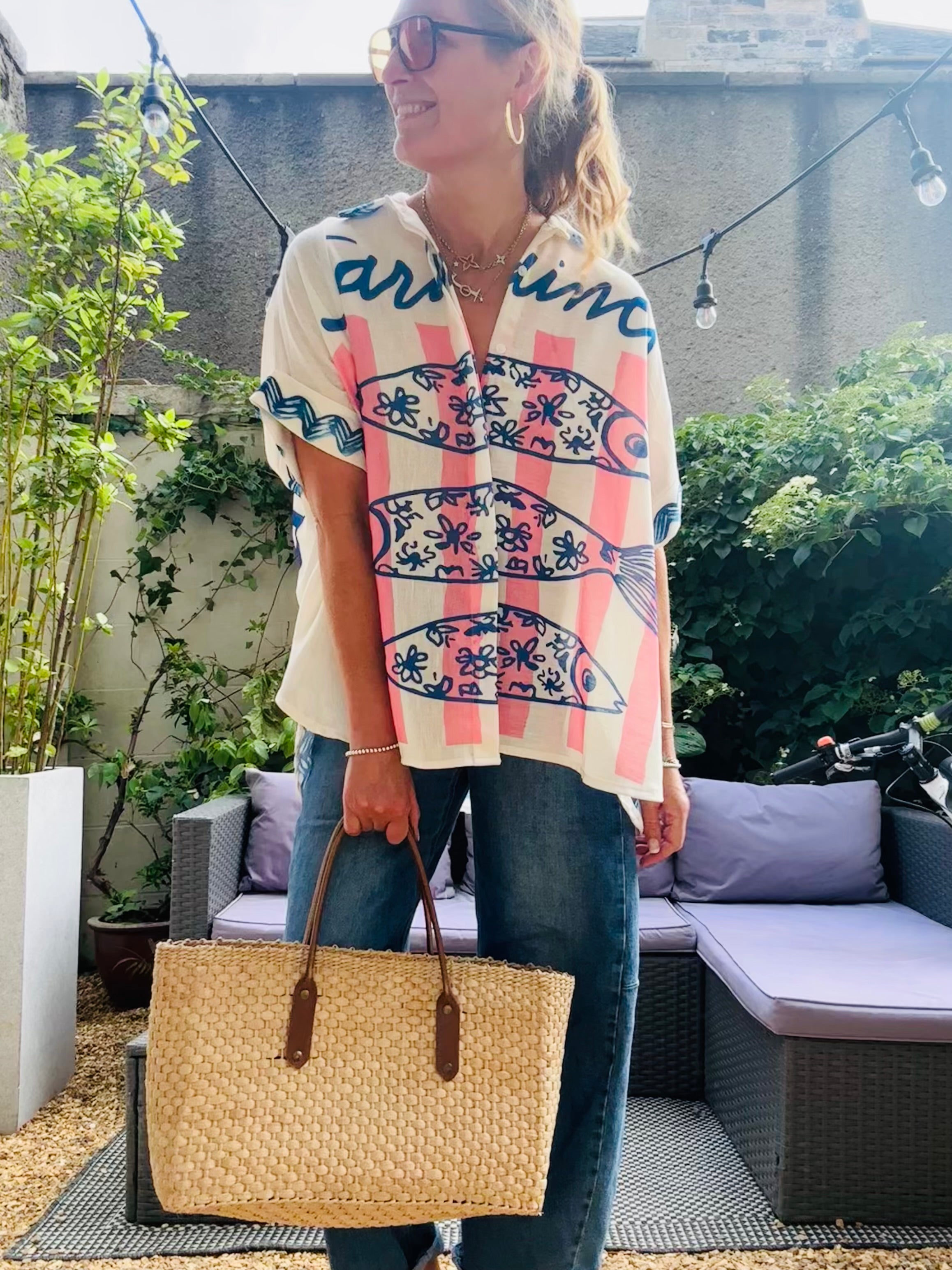 Sardine Shirt in Pink and Blue (one size)