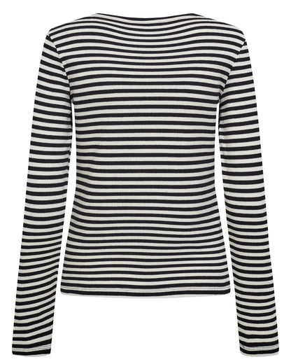 Numph Numelany Long Sleeved Striped Top in Caviar Black