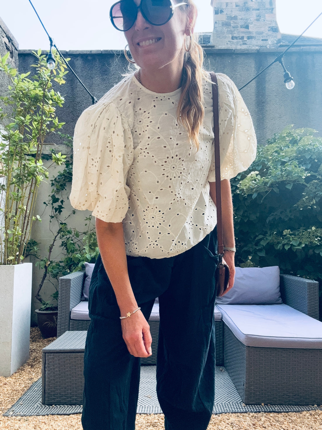 Misty embroidery top in Cream (one size)