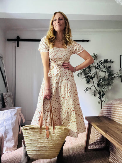 Dotty Dress in cream and Brown (one size)